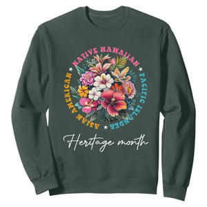 AAPI Heritage Month Sweatshirt Asian American Native Hawaiian Pacific Islander Vintage TS02 Dark Forest Green Print Your Wear