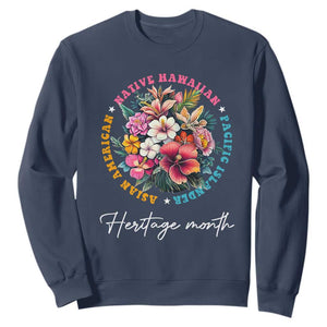 AAPI Heritage Month Sweatshirt Asian American Native Hawaiian Pacific Islander Vintage TS02 Navy Print Your Wear