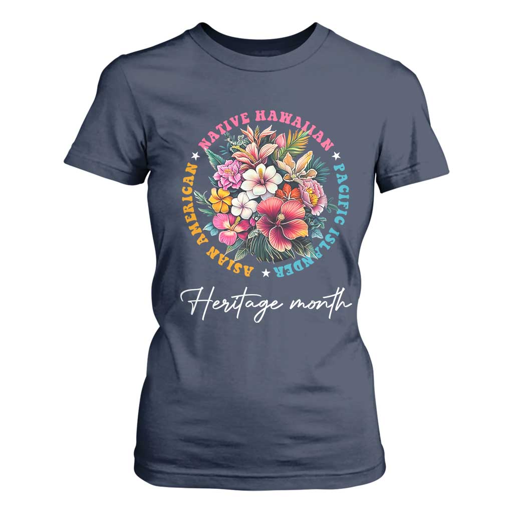 AAPI Heritage Month T Shirt For Women Asian American Native Hawaiian Pacific Islander Vintage TS02 Navy Print Your Wear