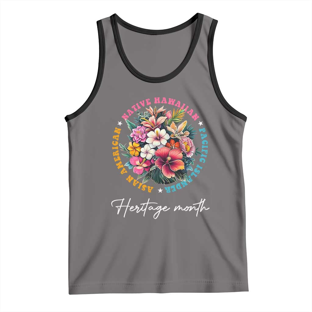 AAPI Heritage Month Tank Top Asian American Native Hawaiian Pacific Islander Vintage TS02 Deep Heather Black Print Your Wear