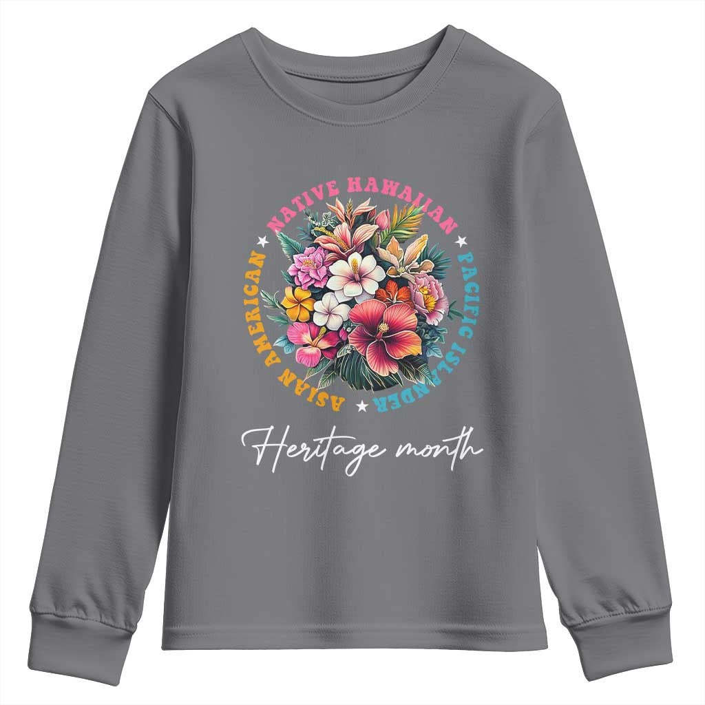 AAPI Heritage Month Youth Sweatshirt Asian American Native Hawaiian Pacific Islander Vintage TS02 Charcoal Print Your Wear