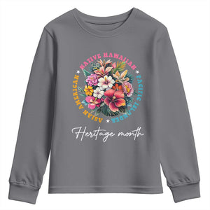 AAPI Heritage Month Youth Sweatshirt Asian American Native Hawaiian Pacific Islander Vintage TS02 Charcoal Print Your Wear