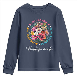 AAPI Heritage Month Youth Sweatshirt Asian American Native Hawaiian Pacific Islander Vintage TS02 Navy Print Your Wear