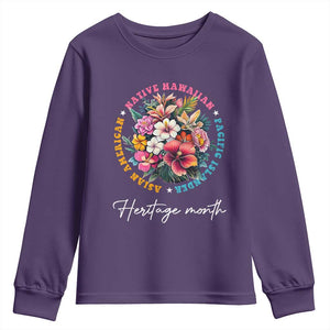 AAPI Heritage Month Youth Sweatshirt Asian American Native Hawaiian Pacific Islander Vintage TS02 Purple Print Your Wear