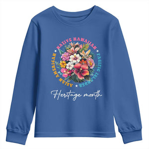 AAPI Heritage Month Youth Sweatshirt Asian American Native Hawaiian Pacific Islander Vintage TS02 Royal Blue Print Your Wear