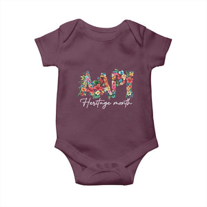AAPI Heritage Month Baby Onesie Retro Elegant Floral Asian American Pacific Islander TS02 Maroon Print Your Wear