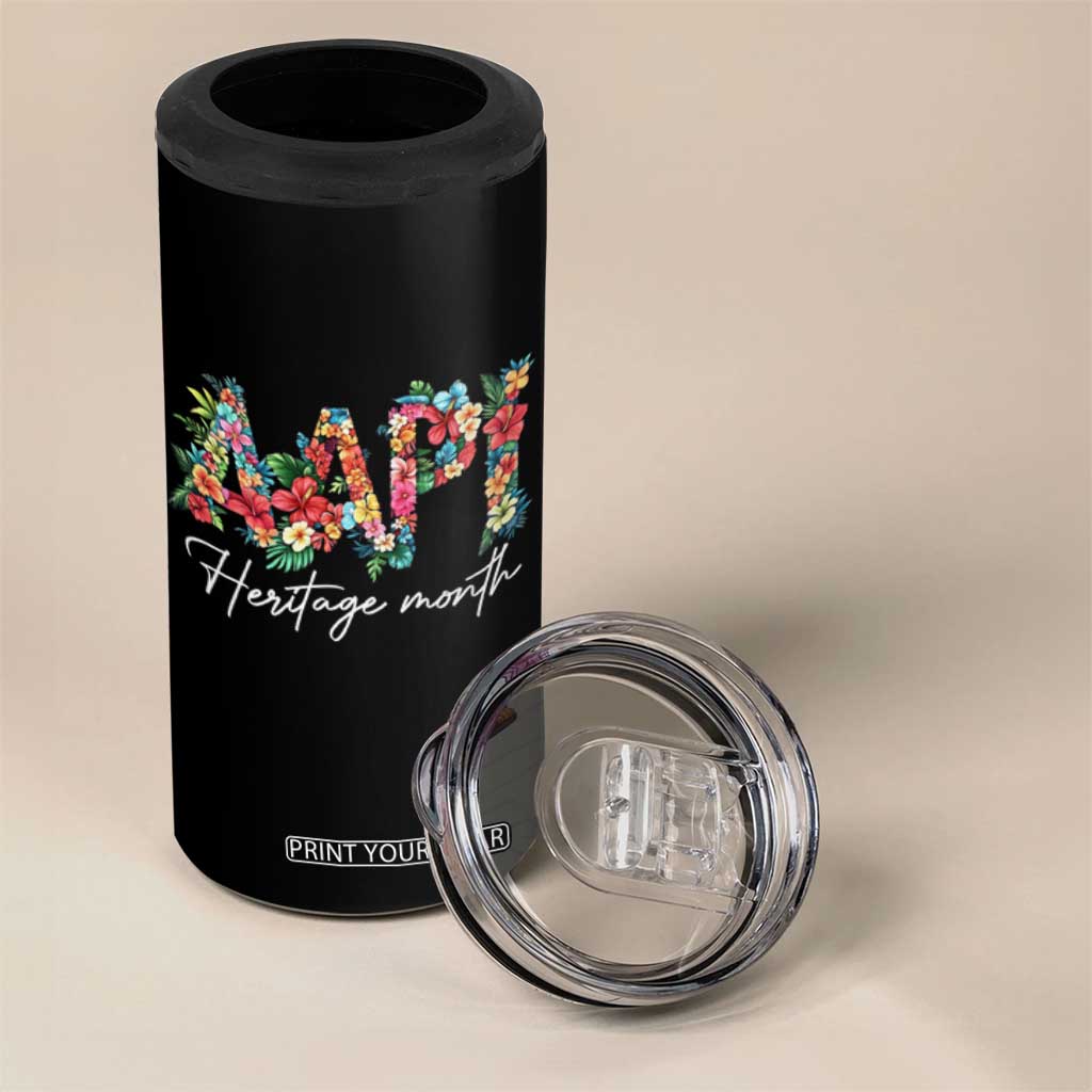 AAPI Heritage Month 4 in 1 Can Cooler Tumbler Retro Elegant Floral Asian American Pacific Islander TS02 Print Your Wear