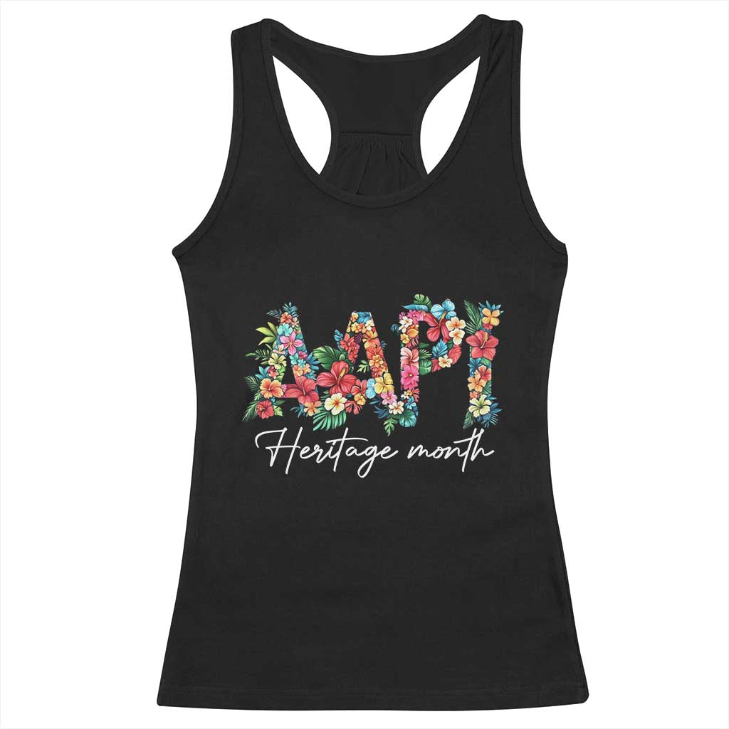 AAPI Heritage Month Racerback Tank Top Retro Elegant Floral Asian American Pacific Islander TS02 Black Print Your Wear