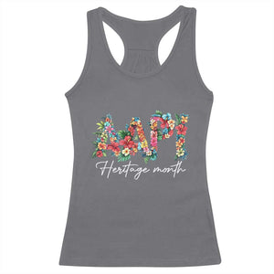 AAPI Heritage Month Racerback Tank Top Retro Elegant Floral Asian American Pacific Islander TS02 Charcoal Print Your Wear