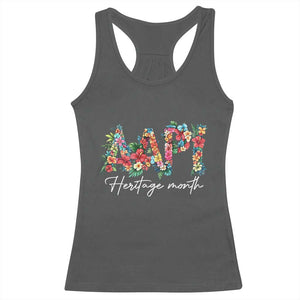 AAPI Heritage Month Racerback Tank Top Retro Elegant Floral Asian American Pacific Islander TS02 Dark Heather Print Your Wear