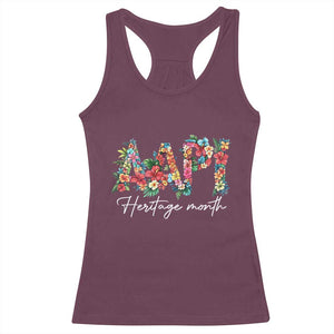 AAPI Heritage Month Racerback Tank Top Retro Elegant Floral Asian American Pacific Islander TS02 Maroon Print Your Wear