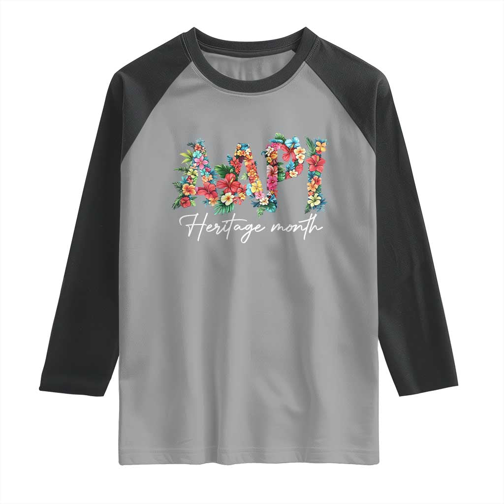 AAPI Heritage Month Raglan Shirt Retro Elegant Floral Asian American Pacific Islander TS02 Sport Gray Black Print Your Wear