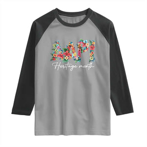 AAPI Heritage Month Raglan Shirt Retro Elegant Floral Asian American Pacific Islander TS02 Sport Gray Black Print Your Wear