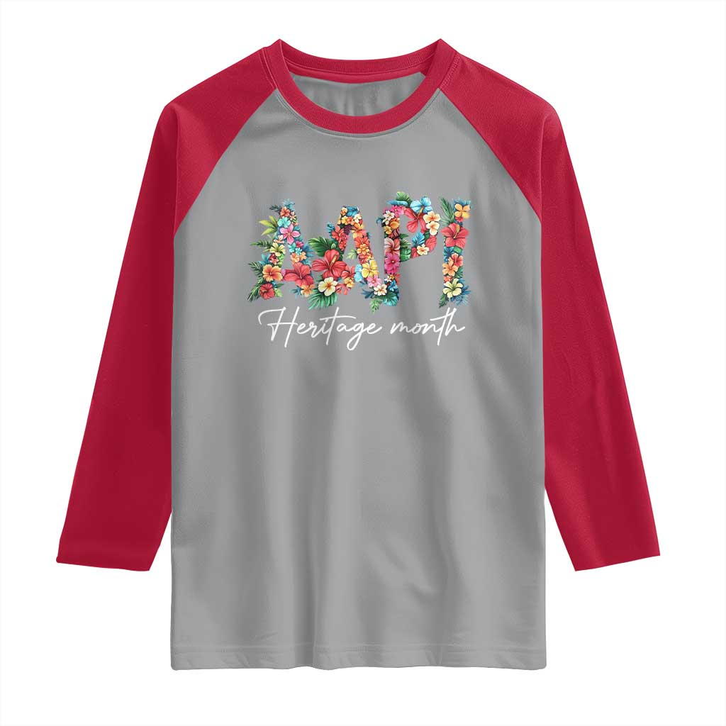 AAPI Heritage Month Raglan Shirt Retro Elegant Floral Asian American Pacific Islander TS02 Sport Gray Red Print Your Wear