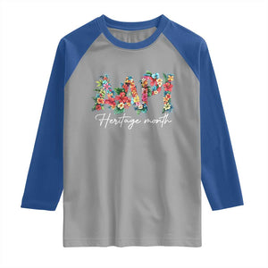 AAPI Heritage Month Raglan Shirt Retro Elegant Floral Asian American Pacific Islander TS02 Sport Gray Royal Print Your Wear