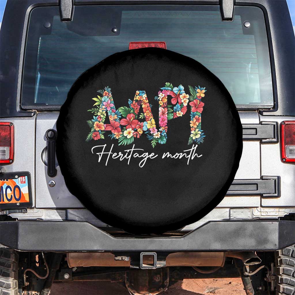 AAPI Heritage Month Spare Tire Cover Retro Elegant Floral Asian American Pacific Islander TS02 No hole Black Print Your Wear