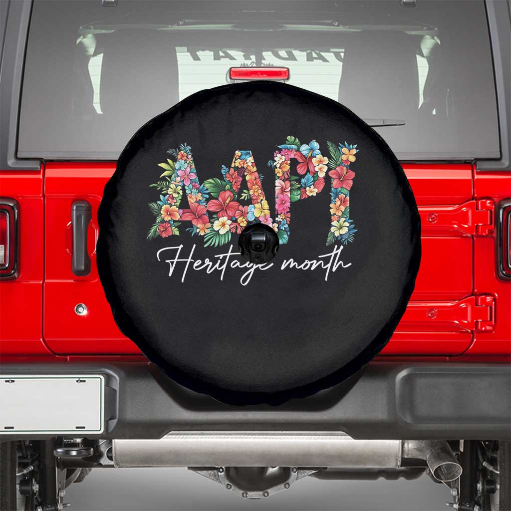 AAPI Heritage Month Spare Tire Cover Retro Elegant Floral Asian American Pacific Islander TS02 Black Print Your Wear