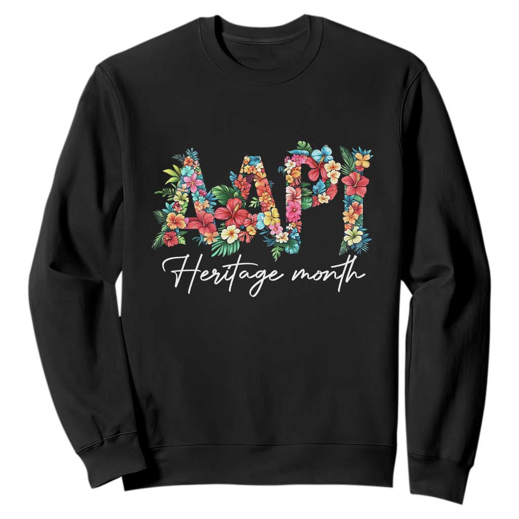 AAPI Heritage Month Sweatshirt Retro Elegant Floral Asian American Pacific Islander TS02 Black Print Your Wear