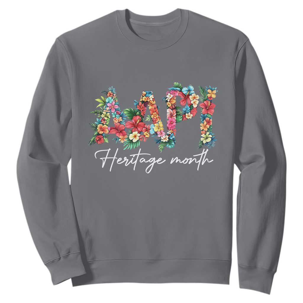 AAPI Heritage Month Sweatshirt Retro Elegant Floral Asian American Pacific Islander TS02 Charcoal Print Your Wear
