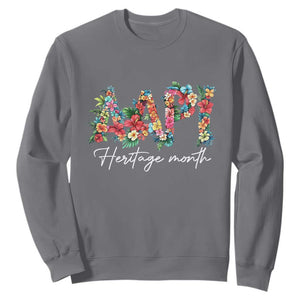 AAPI Heritage Month Sweatshirt Retro Elegant Floral Asian American Pacific Islander TS02 Charcoal Print Your Wear