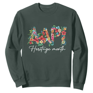 AAPI Heritage Month Sweatshirt Retro Elegant Floral Asian American Pacific Islander TS02 Dark Forest Green Print Your Wear