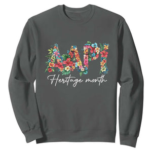 AAPI Heritage Month Sweatshirt Retro Elegant Floral Asian American Pacific Islander TS02 Dark Heather Print Your Wear