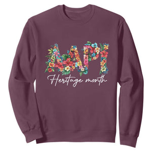 AAPI Heritage Month Sweatshirt Retro Elegant Floral Asian American Pacific Islander TS02 Maroon Print Your Wear
