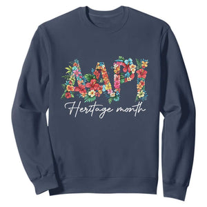 AAPI Heritage Month Sweatshirt Retro Elegant Floral Asian American Pacific Islander TS02 Navy Print Your Wear