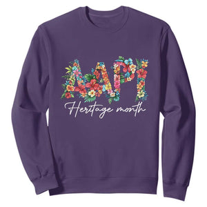 AAPI Heritage Month Sweatshirt Retro Elegant Floral Asian American Pacific Islander TS02 Purple Print Your Wear