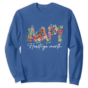 AAPI Heritage Month Sweatshirt Retro Elegant Floral Asian American Pacific Islander TS02 Royal Blue Print Your Wear