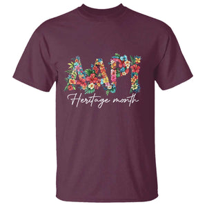 AAPI Heritage Month T Shirt Retro Elegant Floral Asian American Pacific Islander TS02 Maroon Print Your Wear
