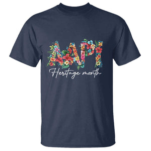 AAPI Heritage Month T Shirt Retro Elegant Floral Asian American Pacific Islander TS02 Navy Print Your Wear