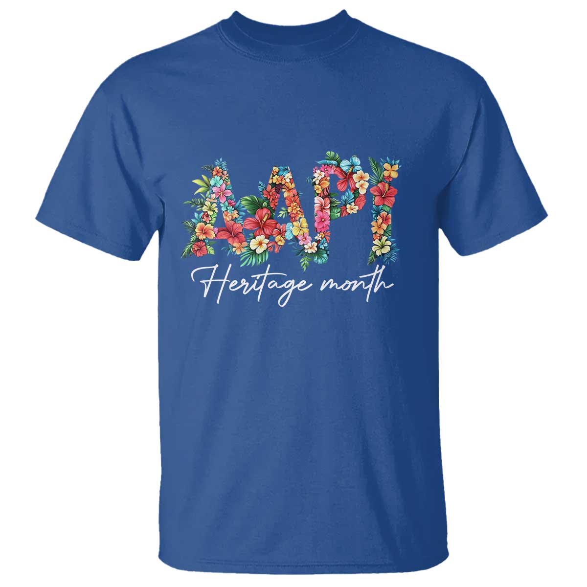 AAPI Heritage Month T Shirt Retro Elegant Floral Asian American Pacific Islander TS02 Royal Blue Print Your Wear
