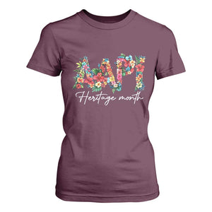 AAPI Heritage Month T Shirt For Women Retro Elegant Floral Asian American Pacific Islander TS02 Maroon Print Your Wear