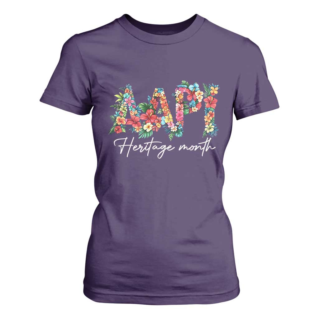 AAPI Heritage Month T Shirt For Women Retro Elegant Floral Asian American Pacific Islander TS02 Purple Print Your Wear