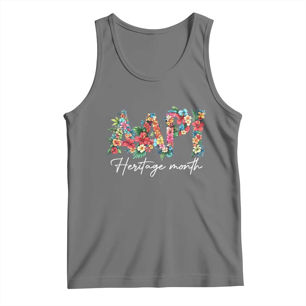 AAPI Heritage Month Tank Top Retro Elegant Floral Asian American Pacific Islander TS02 Black Heather Print Your Wear