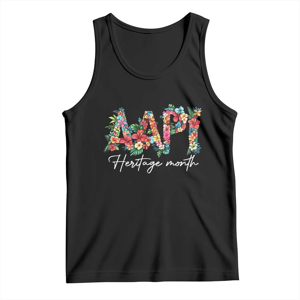 AAPI Heritage Month Tank Top Retro Elegant Floral Asian American Pacific Islander TS02 Black Print Your Wear