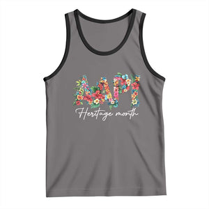 AAPI Heritage Month Tank Top Retro Elegant Floral Asian American Pacific Islander TS02 Deep Heather Black Print Your Wear