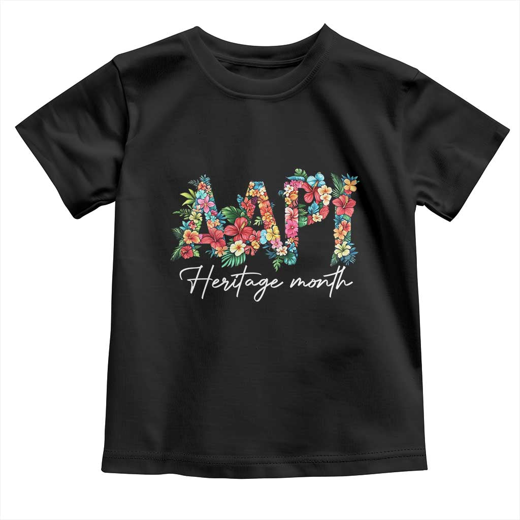AAPI Heritage Month Toddler T Shirt Retro Elegant Floral Asian American Pacific Islander TS02 Black Print Your Wear