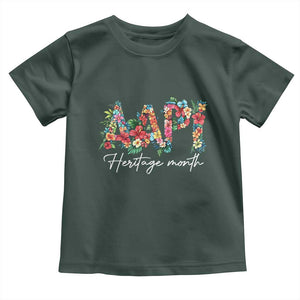 AAPI Heritage Month Toddler T Shirt Retro Elegant Floral Asian American Pacific Islander TS02 Dark Forest Green Print Your Wear