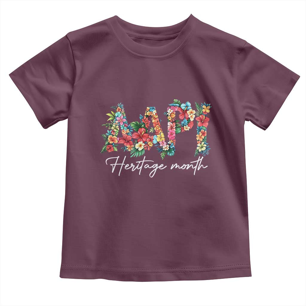 AAPI Heritage Month Toddler T Shirt Retro Elegant Floral Asian American Pacific Islander TS02 Maroon Print Your Wear