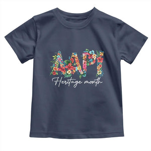 AAPI Heritage Month Toddler T Shirt Retro Elegant Floral Asian American Pacific Islander TS02 Navy Print Your Wear