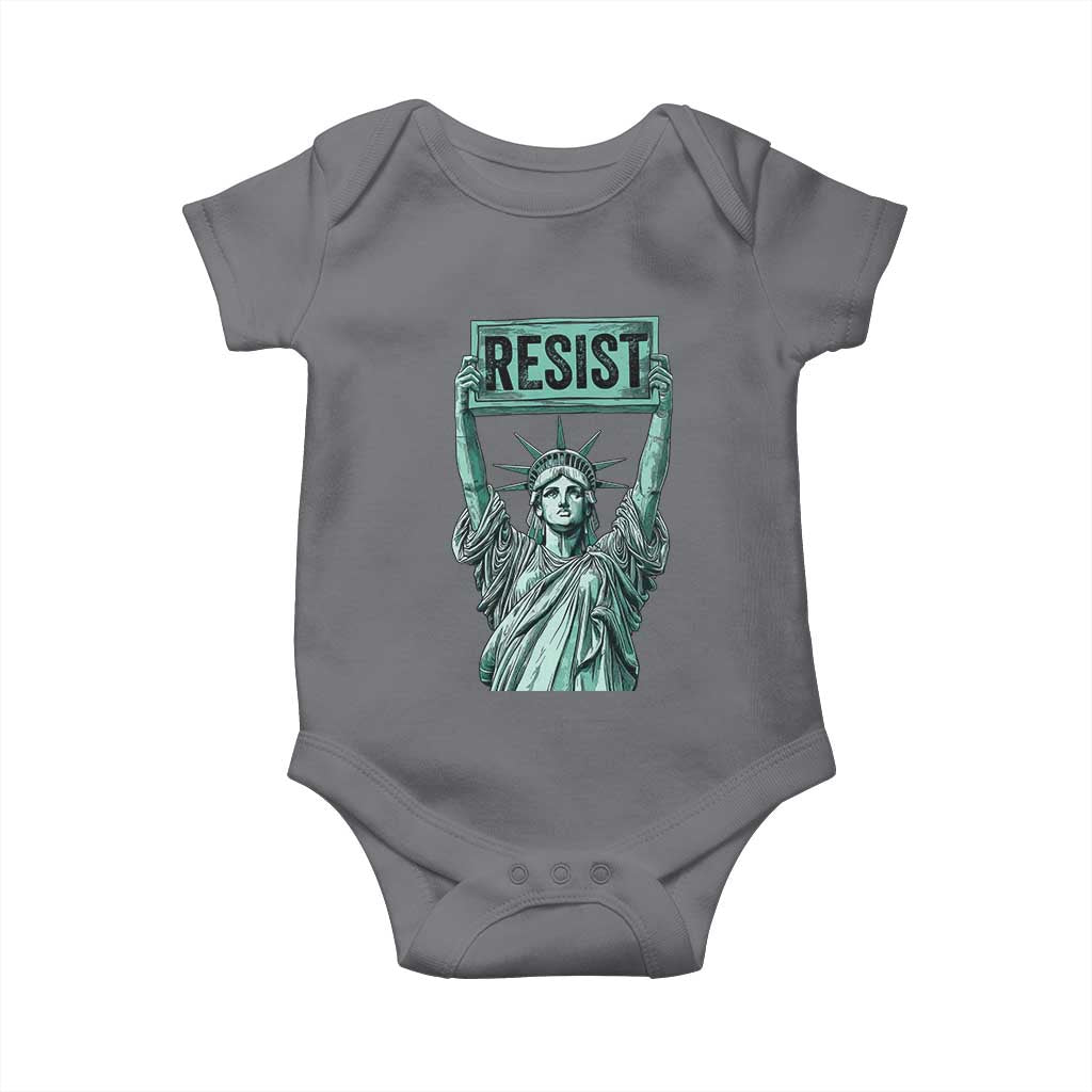 Statue of Liberty Resist Baby Onesie Retro TS02 Charcoal Print Your Wear