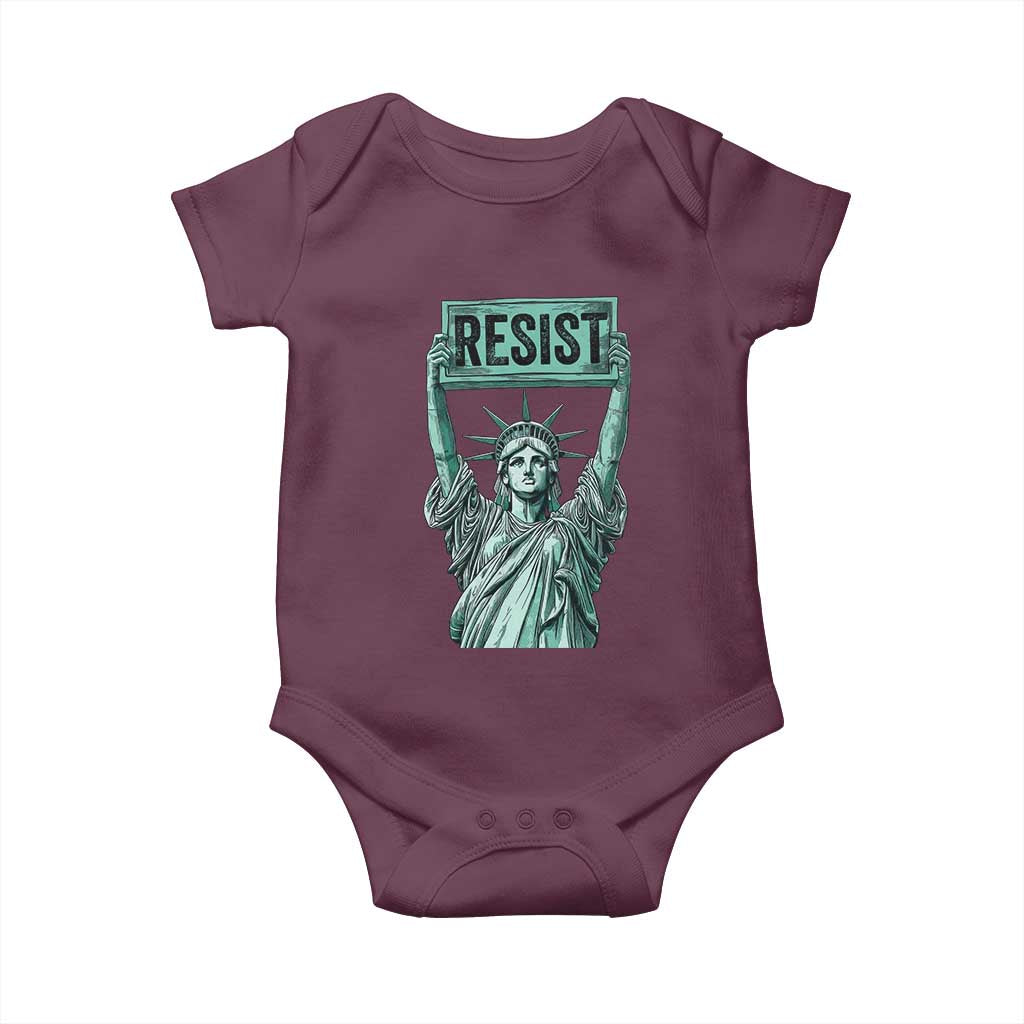 Statue of Liberty Resist Baby Onesie Retro TS02 Maroon Print Your Wear