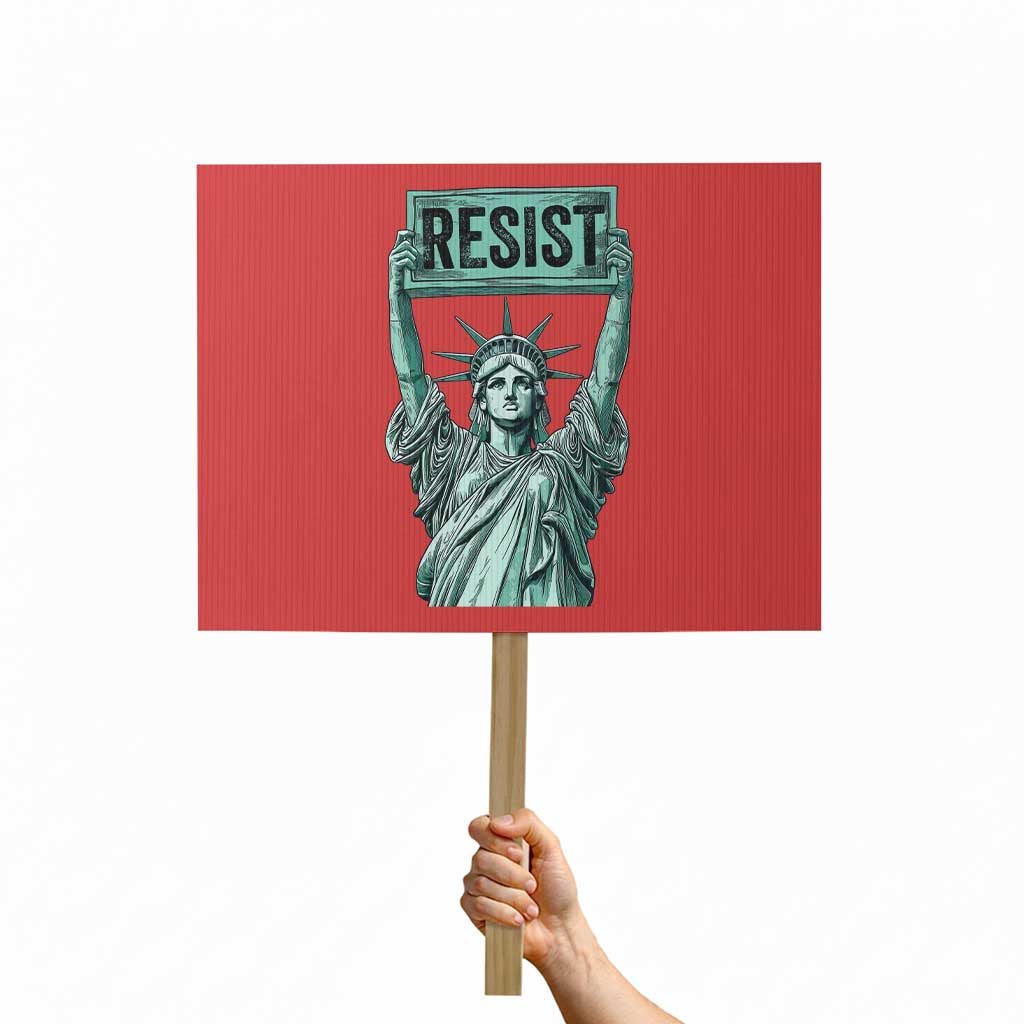Statue of Liberty Resist Protest Sign Retro - Print Your Wear