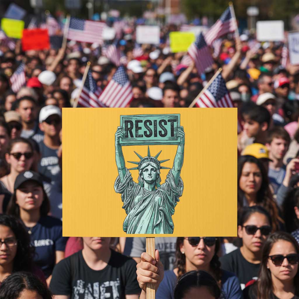 Statue of Liberty Resist Protest Sign Retro TS02 Horizontal 18