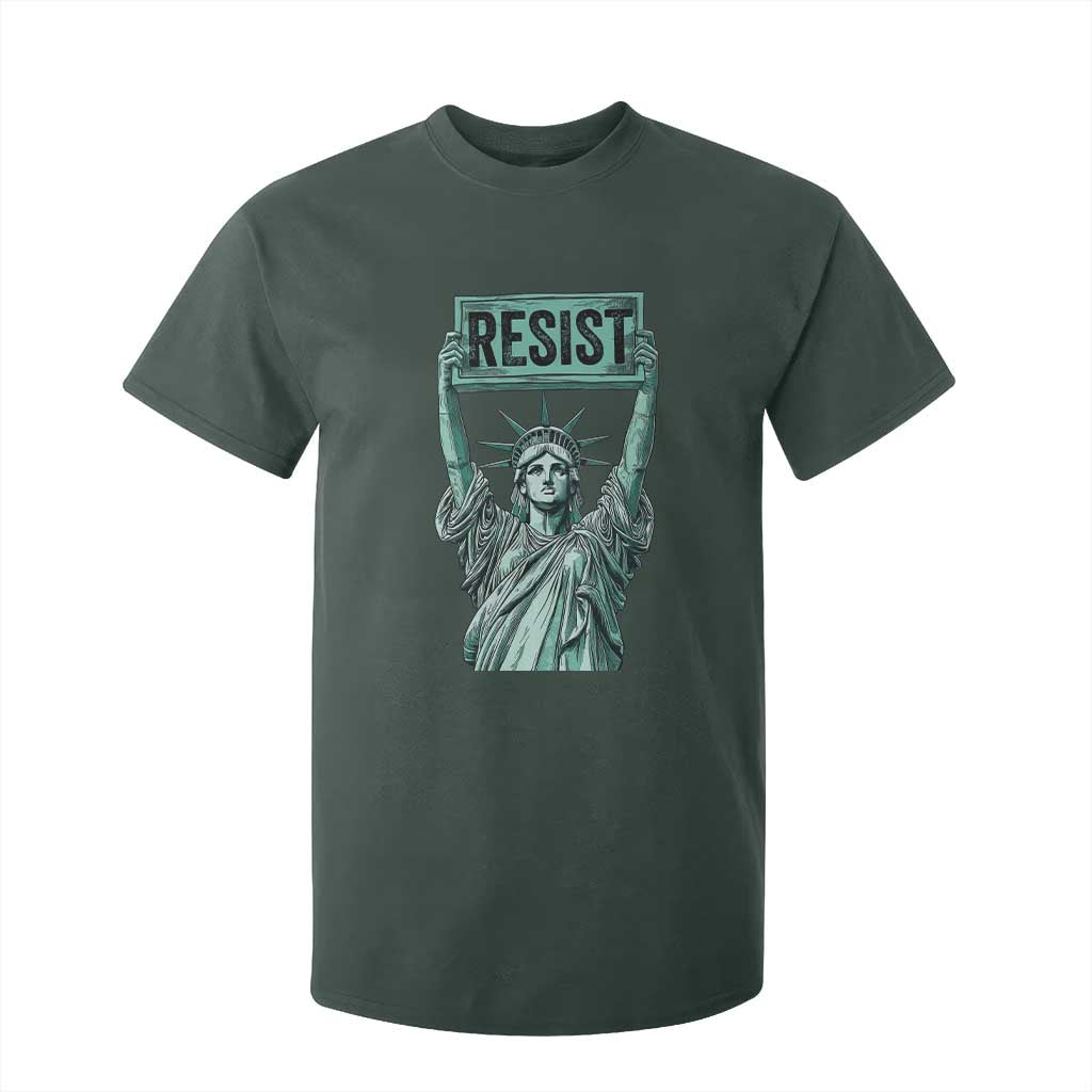 Statue of Liberty Resist T Shirt For Kid Retro TS02 Dark Forest Green Print Your Wear