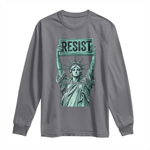 Statue of Liberty Resist Long Sleeve Shirt - Retro Political Protest Solidarity Tee TS02 Charcoal Print Your Wear