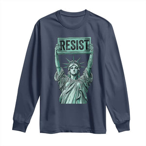 Statue of Liberty Resist Long Sleeve Shirt - Retro Political Protest Solidarity Tee TS02 Navy Print Your Wear