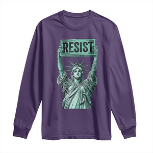 Statue of Liberty Resist Long Sleeve Shirt - Retro Political Protest Solidarity Tee TS02 Purple Print Your Wear